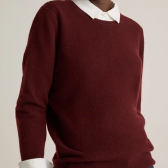 QUINCE Mongolian Cashmere Crew Neck Sweater Burgundy Medium - Picture 2 of 11
